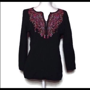 Black &Red Detailed Blouse, NWOT, XLarge